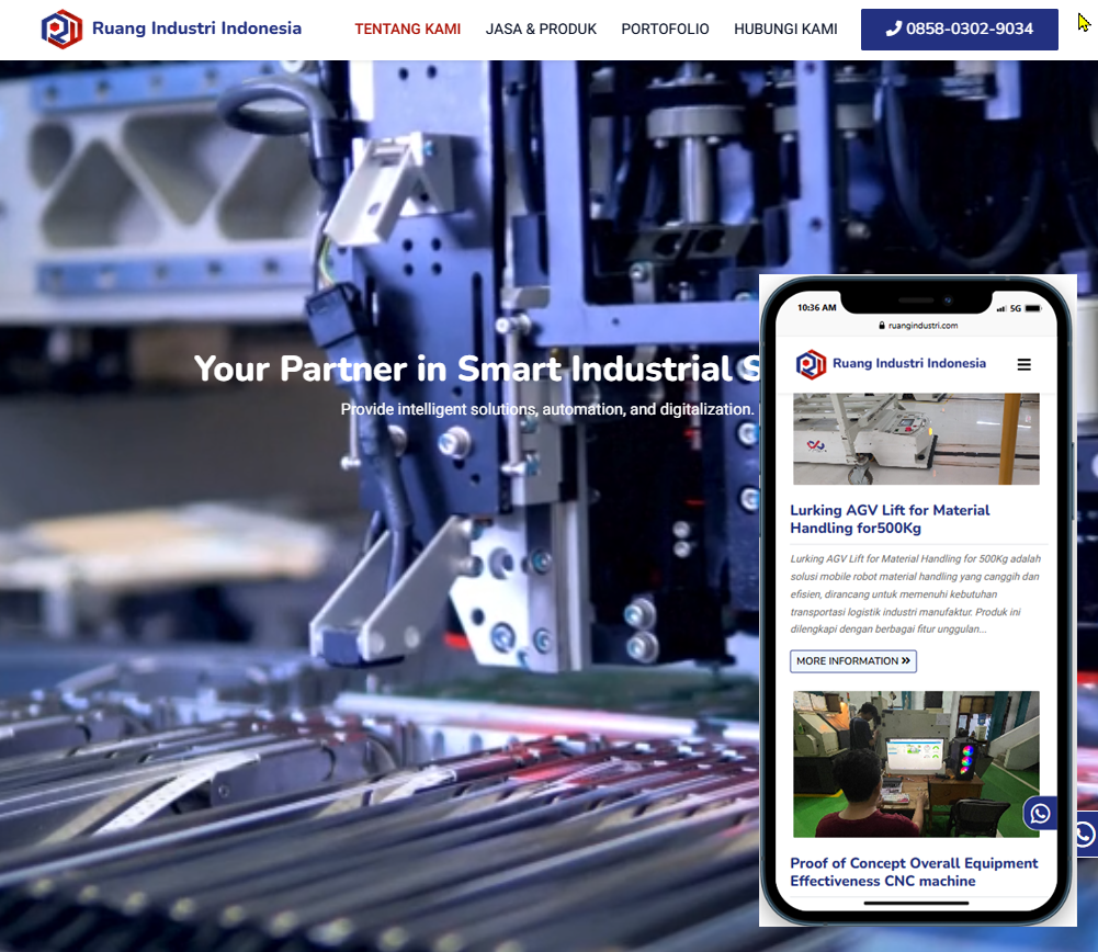 Website PT RUANGINDUSTRI.COM (IOT & Automation) Jasa pembuatan website webdev semarang