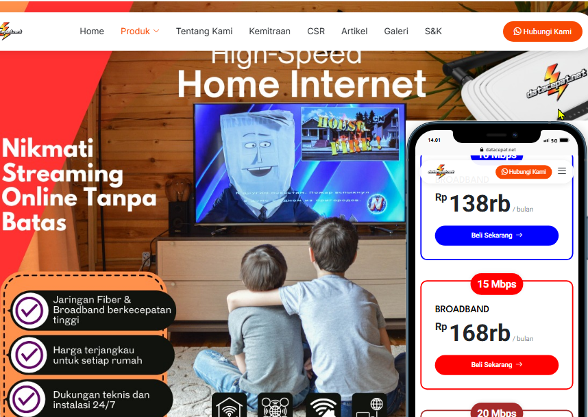 WEBSITE PENYEDIA LAYANAN INTERNET DATACEPAT.NET Jasa pembuatan website webdev semarang