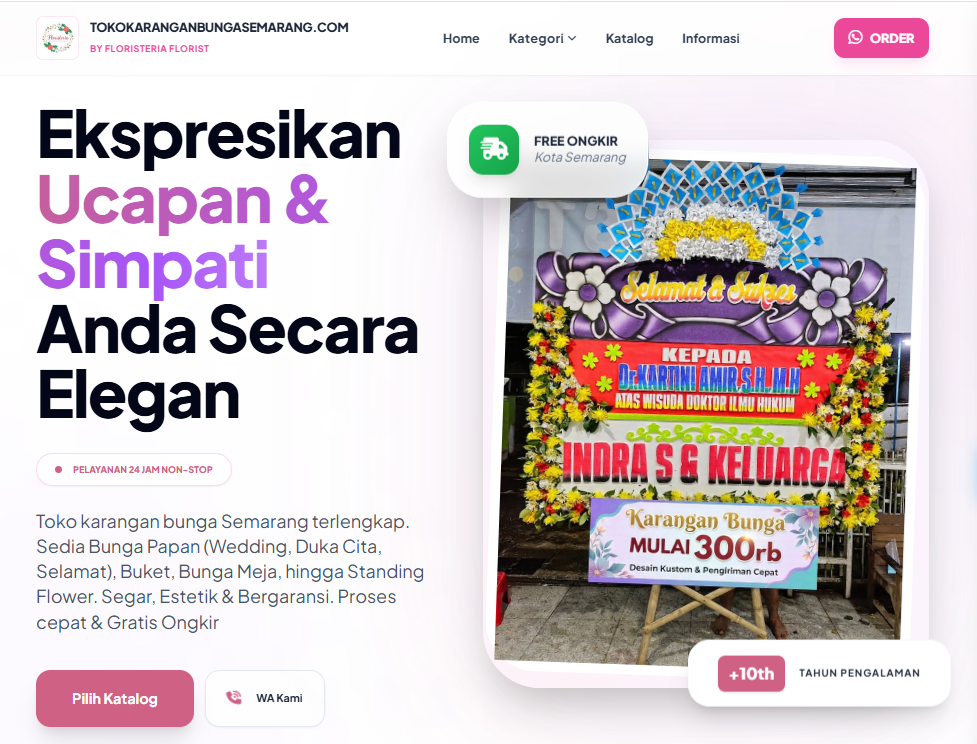 Website toko bunga tokokaranganbungasemarang.com Jasa pembuatan website webdev semarang