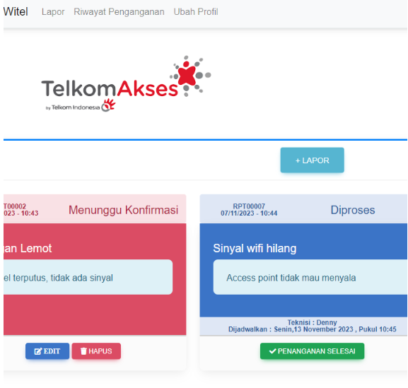Aplikasi Pelaporan Kendala Jaringan Jasa pembuatan website webdev semarang