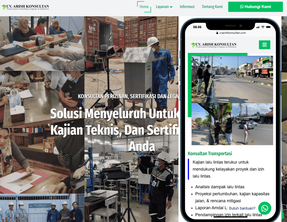 Website CV ARISH KONSULTAN - Perijinan Legalitas Jasa pembuatan website webdev semarang