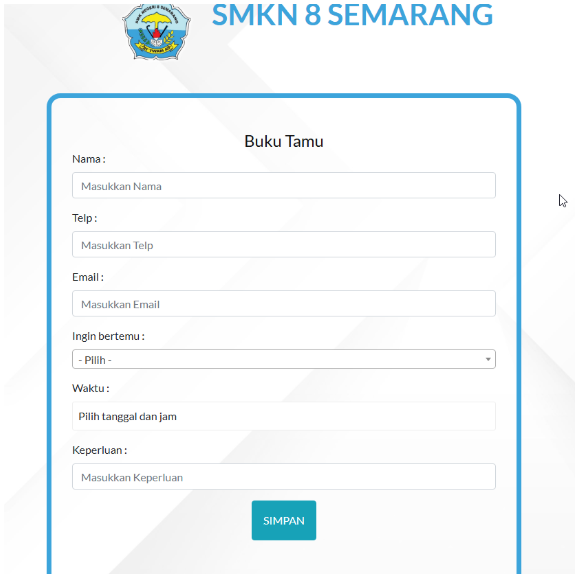 Aplikasi Reservasi Buku Tamu SMKN 8 Semarang Jasa pembuatan website webdev semarang