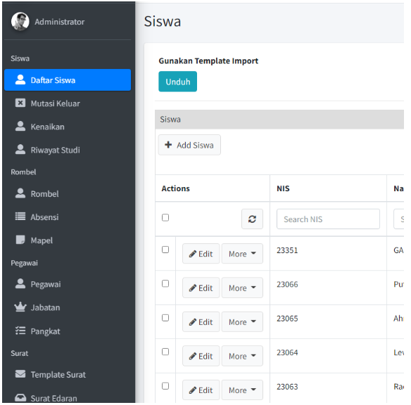Aplikasi manajemen sekolah (pendataan Siswa) Jasa pembuatan website webdev semarang