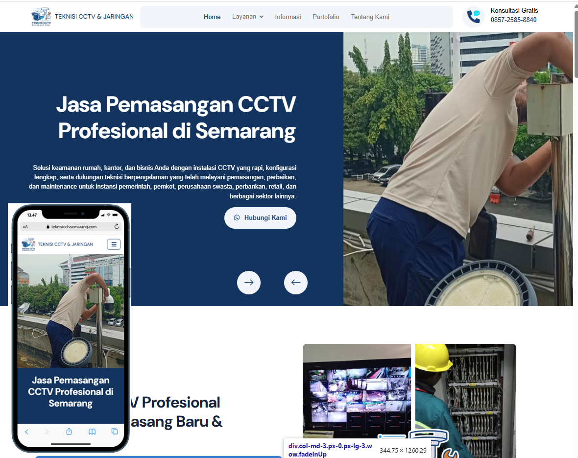 Website teknisicctvsemarang.com Jasa pembuatan website webdev semarang