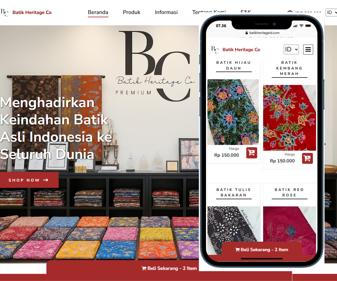 Web Penjualan Kain Batik + PAYMENT GATEWAY Jasa pembuatan website webdev semarang