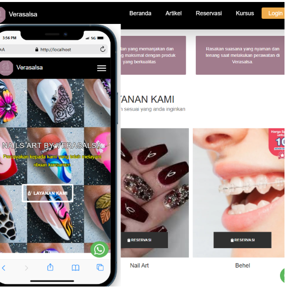 Salon Kecantikan & Sistem Reservasi VERASALSA Jasa pembuatan website webdev semarang