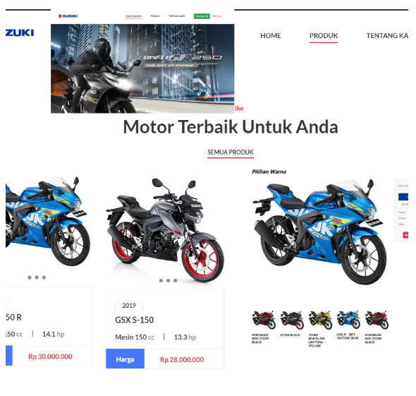 Website Dealer Motor Suzuki Jasa pembuatan website webdev semarang