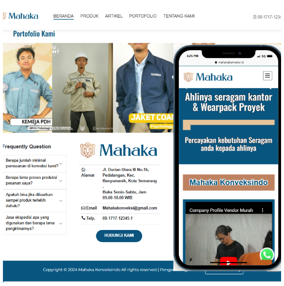 WEBSITE KONVEKSI MAHAKAKONVEKSINDO.ID Jasa pembuatan website webdev semarang