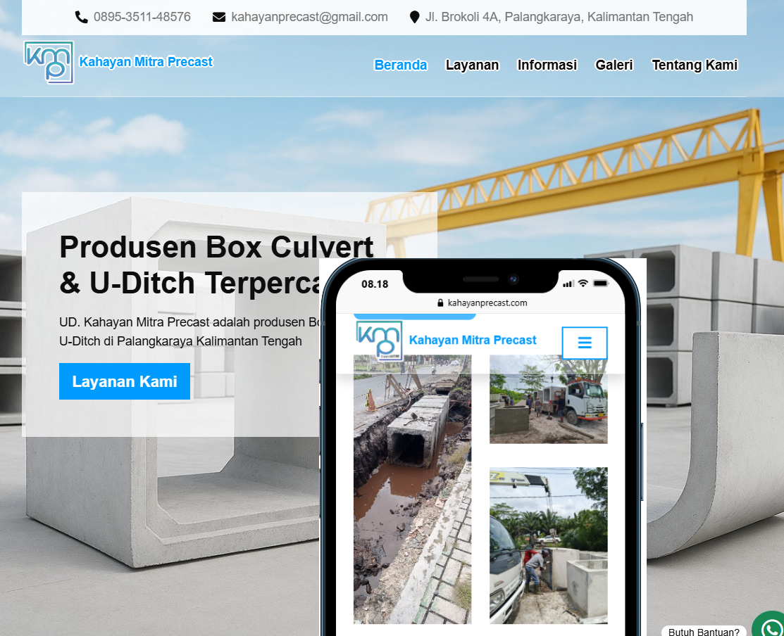 Website Produsen Box Culvert & Udith Kalimantan Jasa pembuatan website webdev semarang