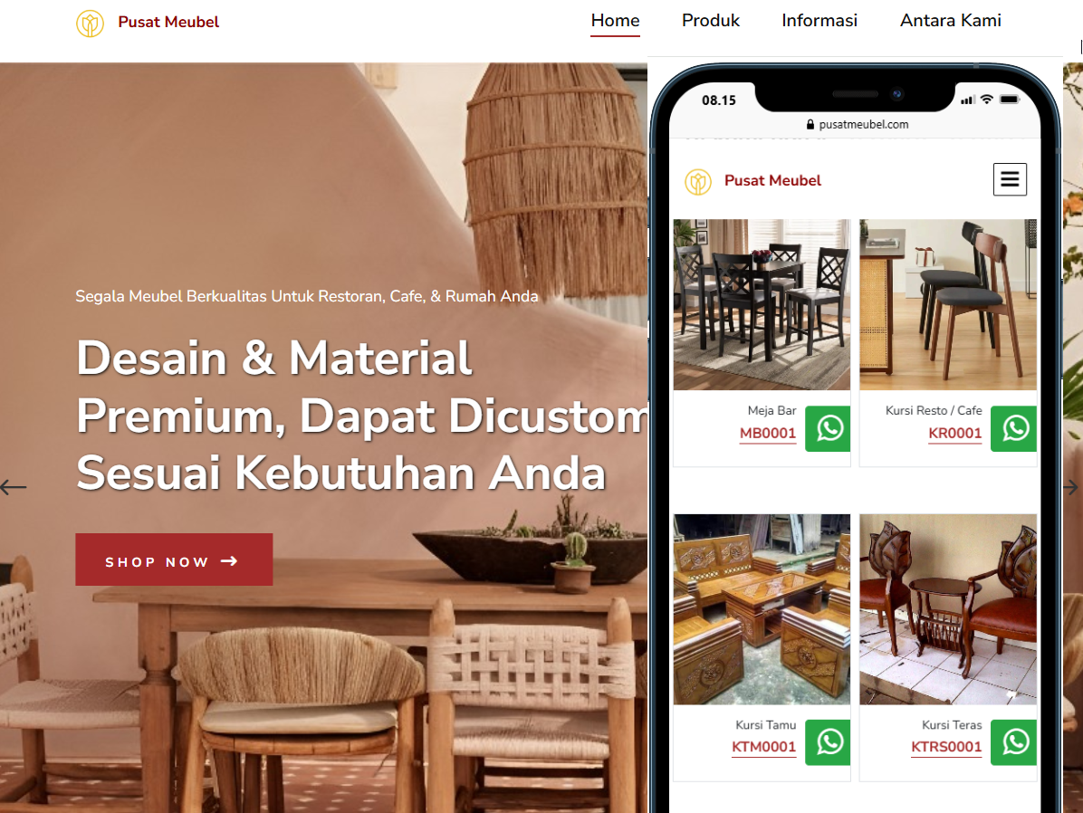 Website FURNITURE & Meubel (PUSATMEUBEL.COM) Jasa pembuatan website webdev semarang
